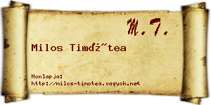 Milos Timótea névjegykártya
